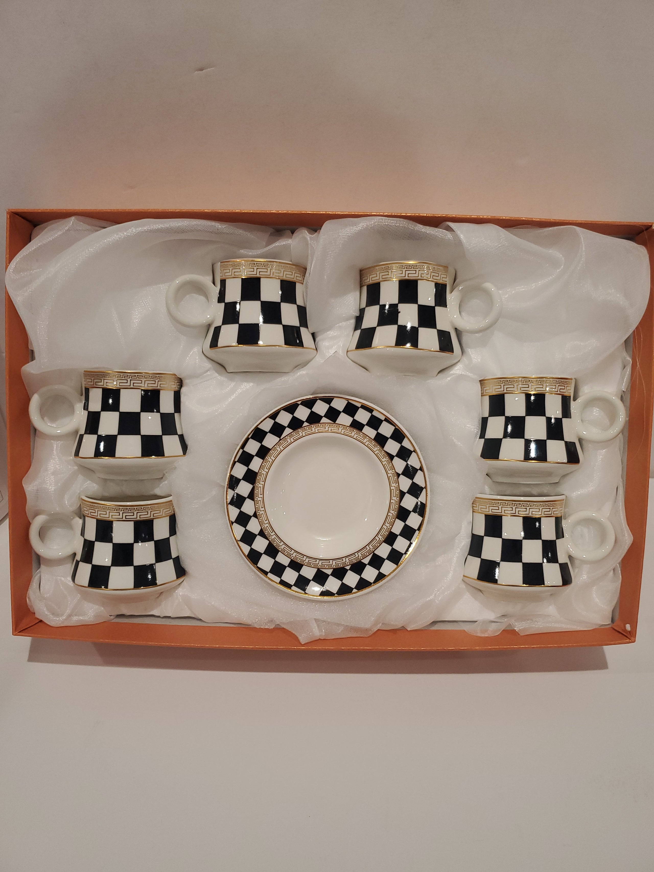 Checkered Espresso Cups - Set of 6